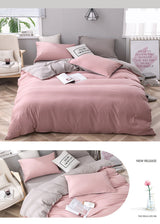 Purple And Pink Stitching Ultra-Soft Solid Color 4-Piece Bedding Set - Queen Size(Suitable for 2m bed)