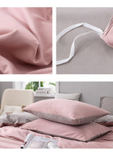 Dark Blue And Khaki Stitching Ultra-Soft Solid Color 4-Piece Bedding Set - Queen Size(Suitable for 2m bed)