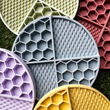 2 Pcs Pink Honeycomb Pet Slow Feeder Bowl - Anti-Choke Silicone Lick Mat with Suction for Dogs