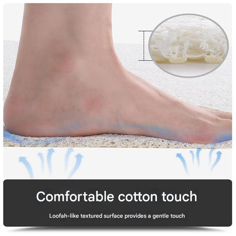 Green Leaves Pattern  PVC Non-Slip Bath Mat 45x75cm - Shower Drain Hole Design, Soft & Quick-Dry Bathroom Rug