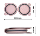 Dark Blue Portable Collapsible Pet Bowl Set - Food-Grade Silicone Double Bowl for Dogs & Cats, Anti-Slip & Easy to Clean