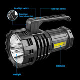 Black LED Searchlight - Rechargeable Handheld Spotlight, 500m Range, Long Lasting