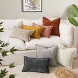 Beige Chenille Crosshatch Textured Pillow Covers Set of 2 - Modern Minimalist Sofa Bed Cushion Covers 45x45cm & 30x50cm(without pillow core)