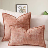 Pink Chenille Crosshatch Textured Pillow Covers Set of 2 - Modern Minimalist Sofa Bed Cushion Covers 45x45cm & 30x50cm(without pillow core)