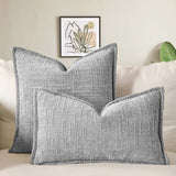 Grey Chenille Crosshatch Textured Pillow Covers Set of 2 - Modern Minimalist Sofa Bed Cushion Covers 45x45cm & 30x50cm(without pillow core)