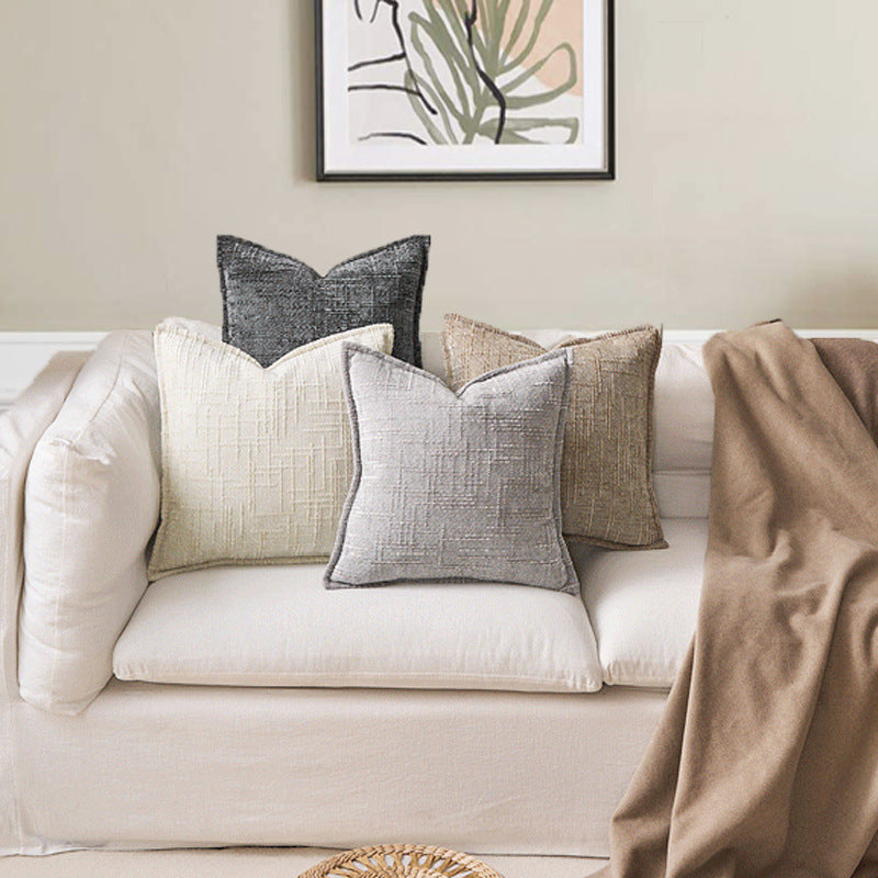 Dark Grey Chenille Crosshatch Textured Pillow Covers Set of 2 - Modern Minimalist Sofa Bed Cushion Covers 45x45cm & 30x50cm(without pillow core)