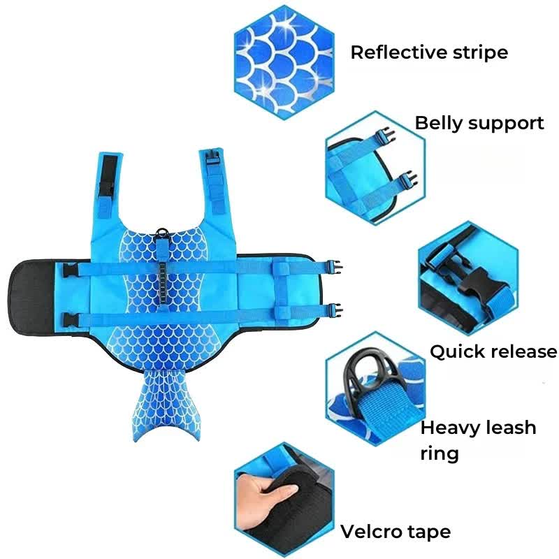 Size S Green Scales Pattern Pet Life Jacket for Dogs - Summer Swimming Safety Vest with Shark Fin for Small to Large Breeds