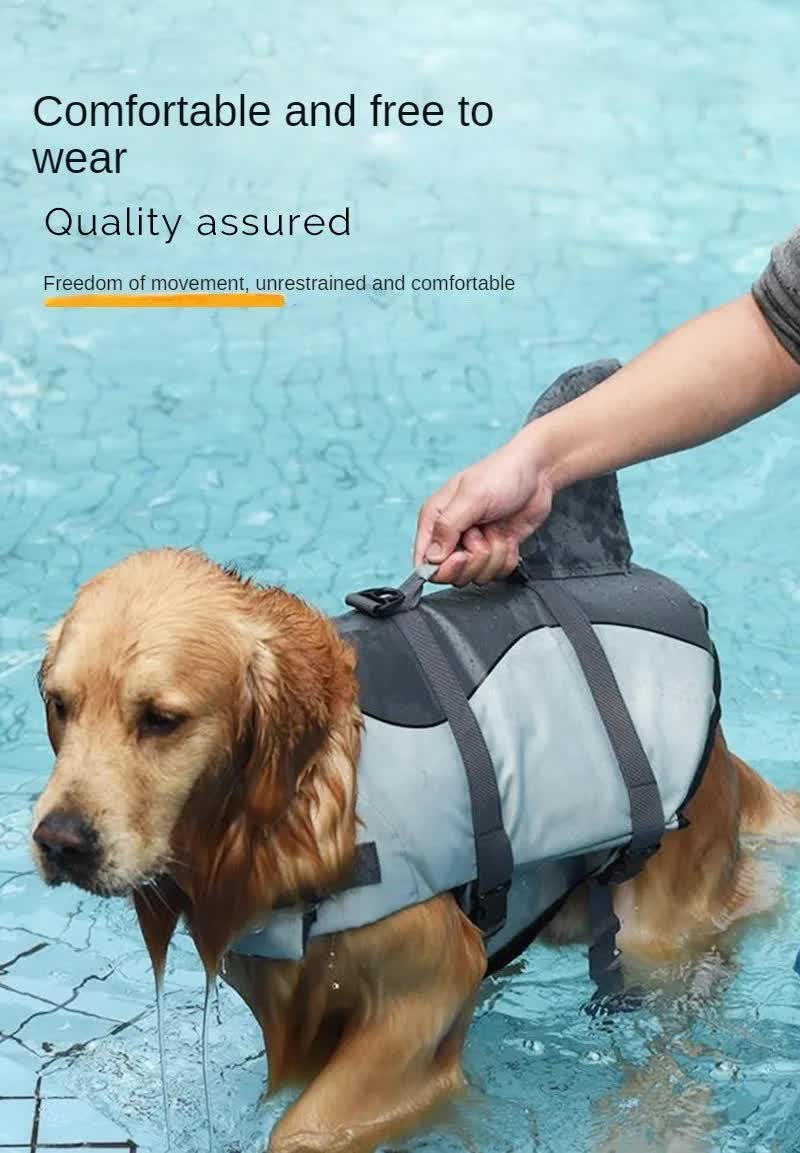 Size M Green Scales Pattern Pet Life Jacket for Dogs - Summer Swimming Safety Vest with Shark Fin for Small to Large Breeds