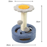Blue And Grey Sunflower Cat Scratching Post - 35cm Sisal Cat Tree with Plush Toys for Small Cats