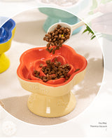 Blue and Pink Ceramic Slow Feeder Pet Bowl for Cats and Small Dogs - Anti-Choke Elevated Design with 15-Degree Tilted Rim