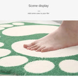 2 Pcs Grey And White Foot-Shaped Plush Bath Mat - Non-Slip Absorbent Bathroom Rug for Bedroom and Doorway (50x80cm)