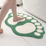 2 Pcs Blue And White Foot-Shaped Plush Bath Mat - Non-Slip Absorbent Bathroom Rug for Bedroom and Doorway (50x80cm)