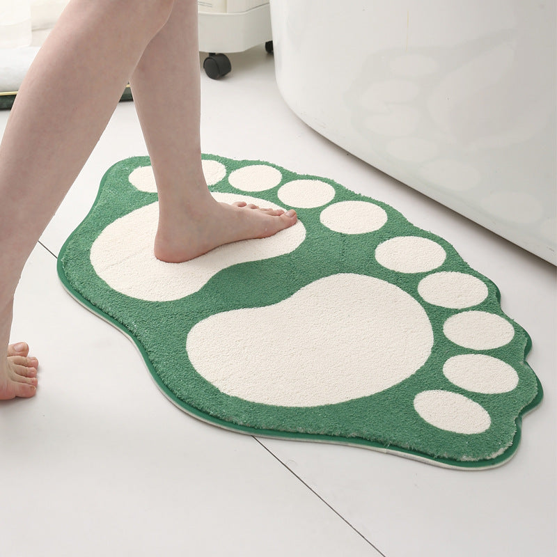 2 Pcs Brown And White Foot-Shaped Plush Bath Mat - Non-Slip Absorbent Bathroom Rug for Bedroom and Doorway (50x80cm)