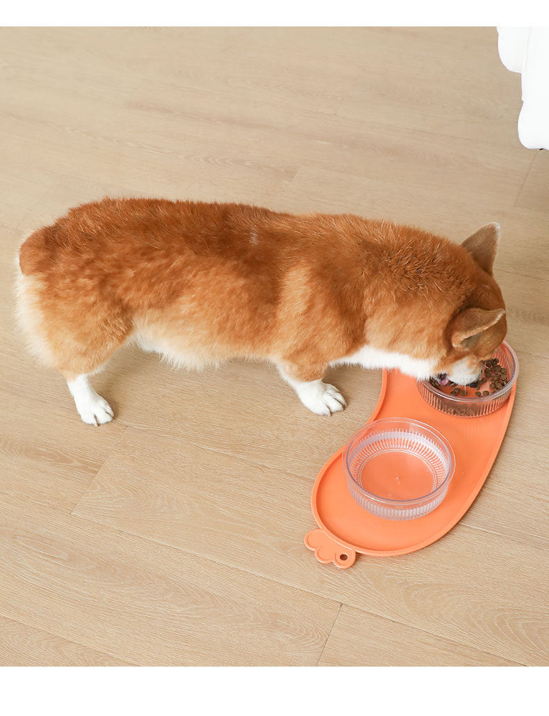 Orange Non-Slip Pet Feeding Mat - Waterproof Dog & Cat Food Bowl Placemat with Raised Edges