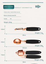 Green And Rose Gold 7-Piece Kitchen Gadget Set - Stainless Steel Utensils with Comfort Grip Handles