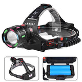 Fourth Gear With 2*18650 Batteries Rechargeable White Laser Headlamp - Long-Range Zoomable Headlight for Night Fishing and Hiking