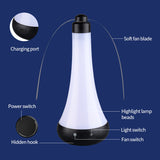 Multifunctional Fly Repeller Fan with LED Light - Rechargeable Outdoor Hanging Mosquito Repellent Fan