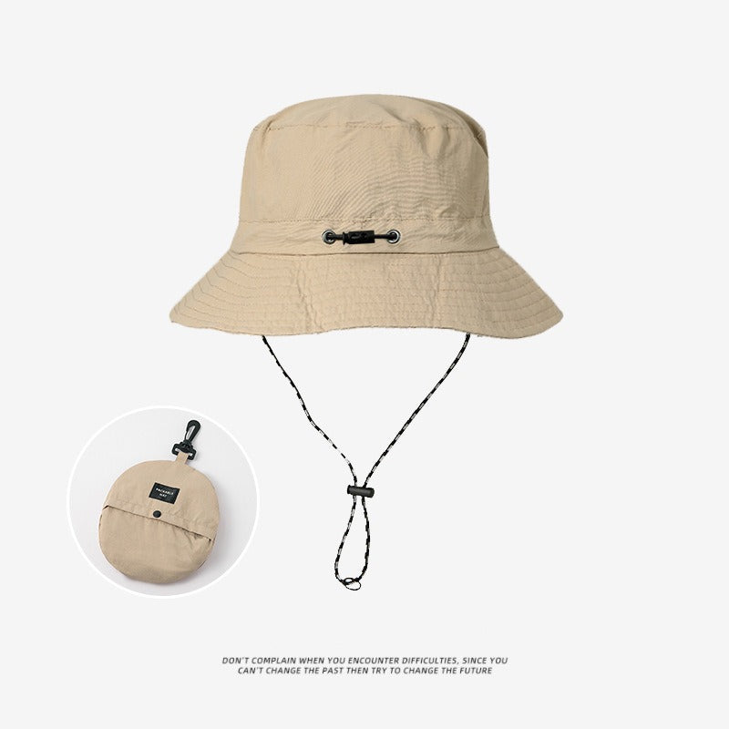 Khaki 2pcs Waterproof Bucket Hat - Foldable Outdoor Sun Hat - 55-59cm - with Chinstrap
