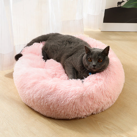 Multicolor 50cm Cozy Round Pet Bed - Plush Cat & Dog Bed with Non-Slip Base, Machine Washable