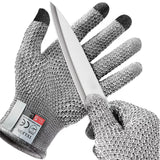 Grey 3-Pack Cut Resistant Gloves (Level 5 Protection) - Pineapple Grip, Touchscreen Compatible, Food Safe for Kitchen, Butcher & Fish Cleaning - One Size Fits Most