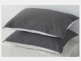 Dark Blue Breathable 4-Layer Cotton Gauze Pillow Towel Pair - Japanese Style Grid (52x75cm)