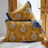 Single Yellow Flower Butterfly Pillow Towel Premium Cotton Gauze Pillow Towel Pair - Simple Nordic Style (52x75cm)