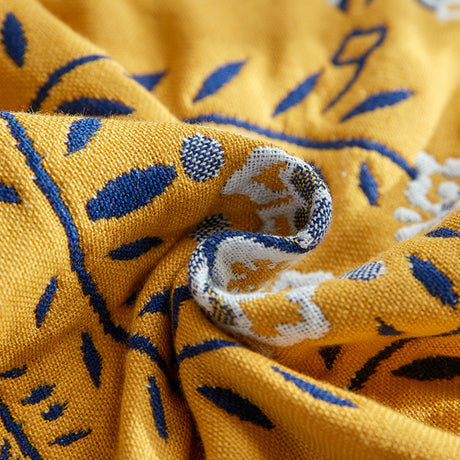 Single Yellow Floral Pillow Towel Premium Cotton Gauze Pillow Towel Pair - Simple Nordic Style (52x75cm)