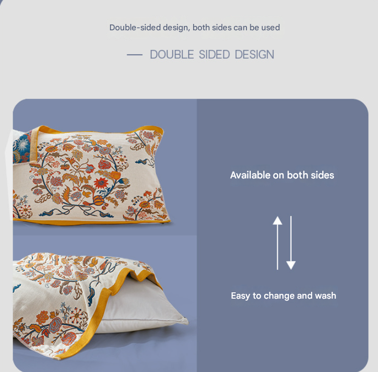 Single Yellow Floral Pillow Towel - Simple Nordic Style (52x75cm)