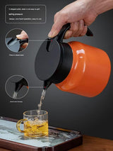 Black 316 Stainless Steel Stewing Tea Kettle with Wooden Handle - Insulated Tea and Coffee Kettle with Infuser for Home and Office