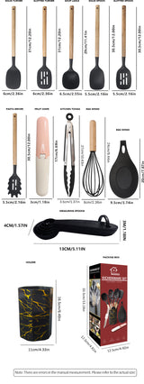 White 12-Piece Silicone Cooking Utensil Set - Non-Stick Food-Grade Kitchen Tools with Holder