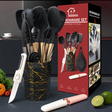 Morandi Green 12-Piece Silicone Cooking Utensil Set - Non-Stick Food-Grade Kitchen Tools with Holder