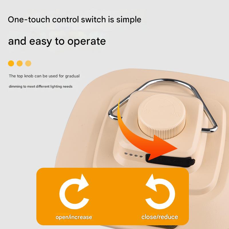 Black Vintage LED Camping Lantern - Rechargeable, Stepless Dimming, Power Bank