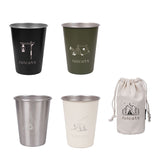 Color Mixing 304 Stainless Steel Camping Cup - 350ml Outdoor Drinkware(Set of 4 with Bag)