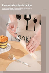 Black Mini Hand Mixer with Frother & Balloon Whisk Heads - Rechargeable Kitchen Tool