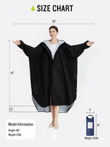 Black Stylish Waterproof Raincoat Poncho - Long, Packable for Outdoor Travel & Hiking