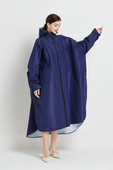 Dark blue Stylish Waterproof Raincoat Poncho - Long, Packable for Outdoor Travel & Hiking