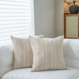 Textured Vertical Striped Pillowcases - Scandinavian Home Decor Accents (Pink Stripes Pair - 45x45cm)