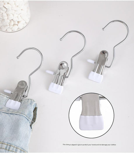 Gray Stainless Steel Hanging Clips (35 PCS) - Strong Grip for Pants, Hats, Socks, Laundry