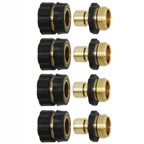 American Standard 3/4 Inch Brass Quick Connect Garden Hose Adapter (4 Male & 4 Female)