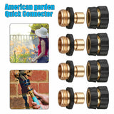 American Standard 3/4 Inch Brass Quick Connect Garden Hose Adapter (4 Male & 4 Female)