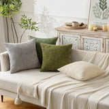 Dark Blue Plush Chenille Cushion Covers Set of 2 - Soft Textured Decorative Throw Pillow Cases for Sofa Couch, 45x45cm