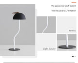 White Sleek Minimalist LED Mushroom Table Lamp - Rechargeable 3-Color Touch Control, Bar & Ambient Light