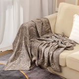 Brown Luxurious Paisley Jacquard Throw Blanket - Soft Wool Blend with Tassels, 120x150cm, Lightweight Sofa & Nap Blanket