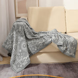 Grey Luxurious Paisley Jacquard Throw Blanket - Soft Wool Blend with Tassels, 120x150cm, Lightweight Sofa & Nap Blanket