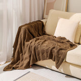 Brown Cozy Lightweight Acrylic Knit Throw Blanket - Diamond Waffle Texture for Sofa, Bed & Travel