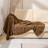 Brown Cozy Lightweight Acrylic Knit Throw Blanket - Diamond Waffle Texture for Sofa, Bed & Travel