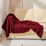 Claret Red Cozy Lightweight Acrylic Knit Throw Blanket - Diamond Waffle Texture for Sofa, Bed & Travel