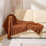 Caramel Cozy Lightweight Acrylic Knit Throw Blanket - Diamond Waffle Texture for Sofa, Bed & Travel