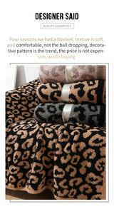 Brown and Black Luxurious Leopard Print Knit Throw Blanket - Ultra-Soft Jacquard Plush for Sofa, Bed & Cozy Comfort (130x150cm)