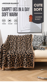 Grey and Black Luxurious Leopard Print Knit Throw Blanket - Ultra-Soft Jacquard Plush for Sofa, Bed & Cozy Comfort (130x150cm)